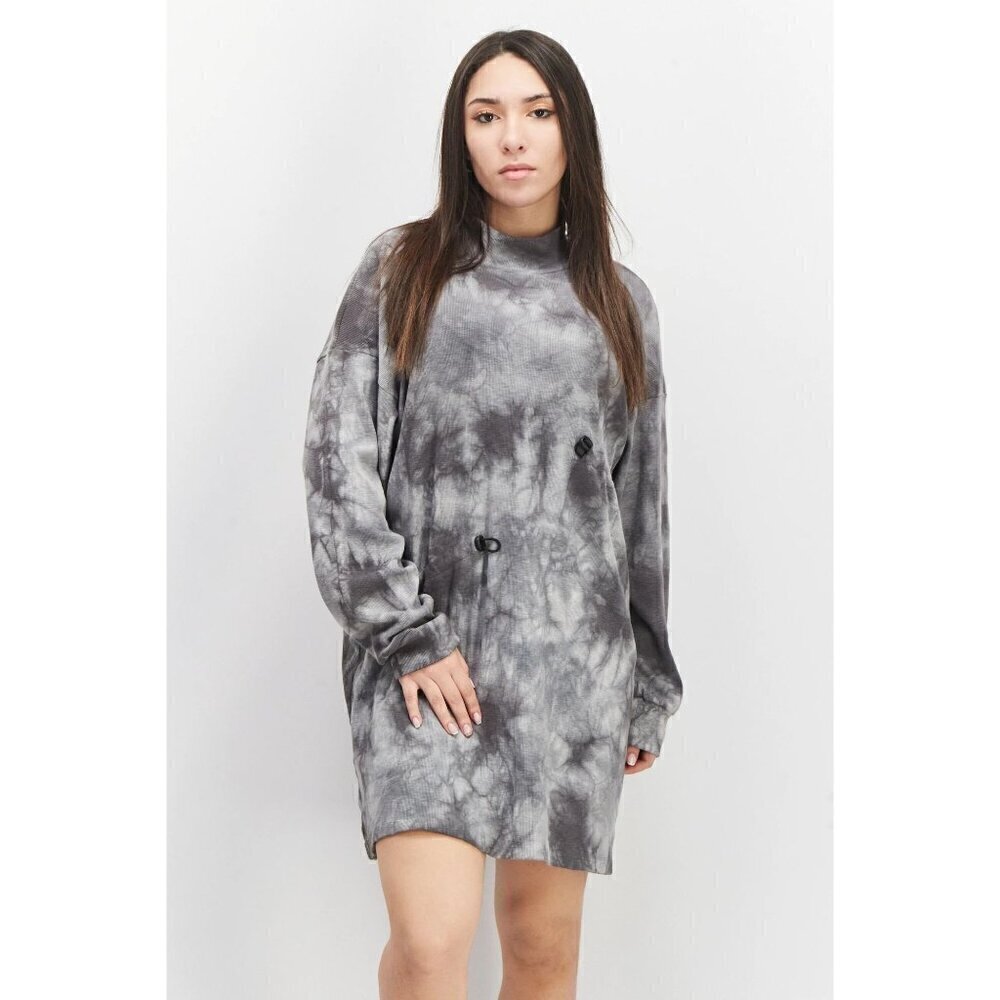 Forever 21 Gray Tie Dye Ribbed Long Sleeve Sweater Mini Dress M
